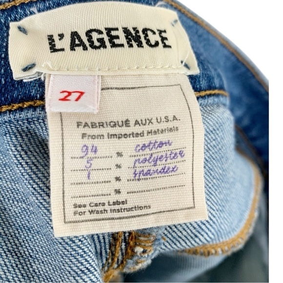 L'Agence Womens Shane Blue Mid Rise Slouchy Denim Straight Leg Jeans - Picture 8 of 9